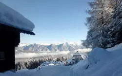Zimní horská krajina, Alpenhotel Marcius ***, Nassfeld, Rakousko